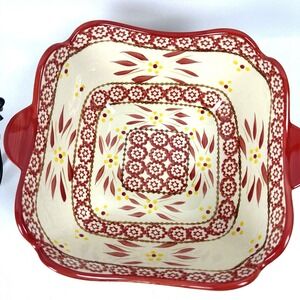 Temptations by Tara Cranberry 2.5 QT Dish Old World With Wire Basket NEW